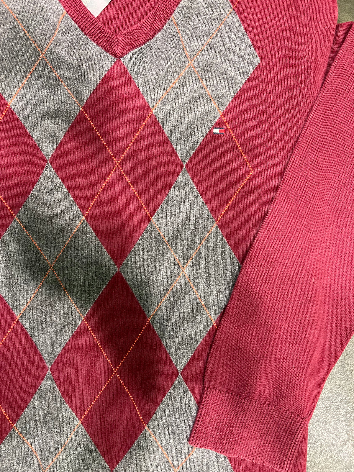 Tommy Hilfiger – Maglione Argyle Bordeaux tg XXL