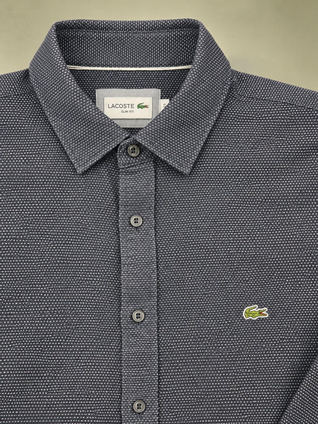 Camicia Lacoste a manica lunga in tonalità grigio antracite tg M/L