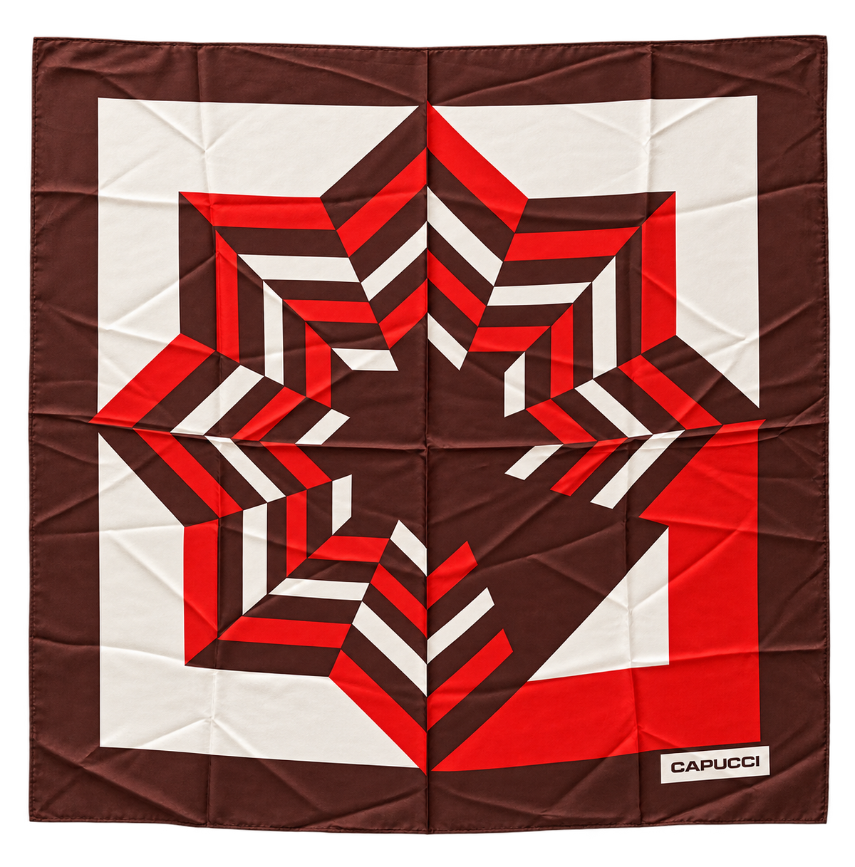 Foulard quadrato Capucci dal design geometrico e deciso, 100%seta. 75x75cm