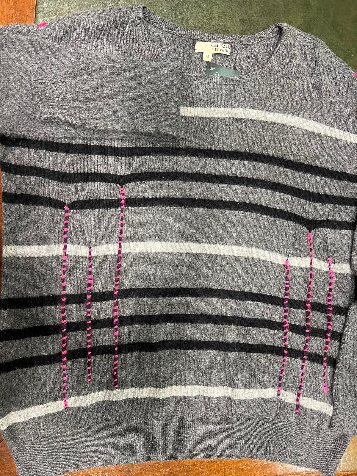 Cachemire Maglione LABEL+thread in grigio,tgM