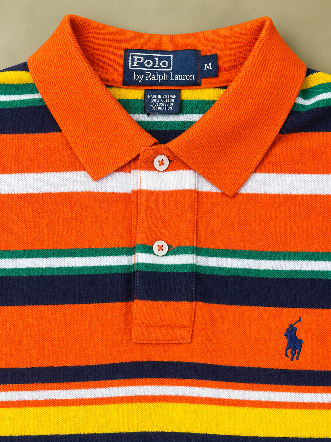 Polo Ralph Lauren Custom Fit in piqué di cotone, fantasia riga arancio tg M