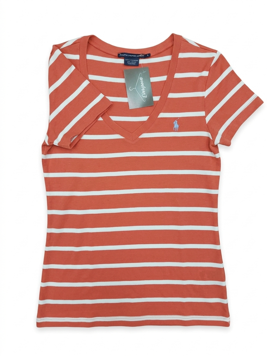 T-shirt a righe con scollo a V Ralph Lauren taglia L
