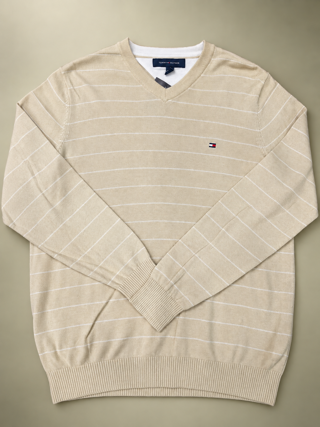 Tommy Hilfiger – Maglione Beige a Righe cotone TgS