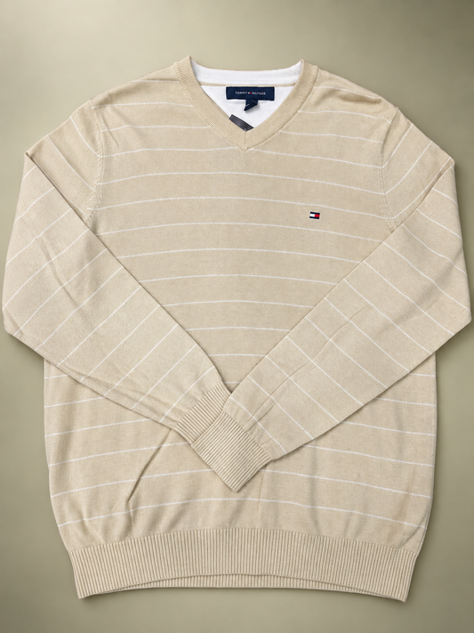 Tommy Hilfiger – Maglione Beige a Righe cotone TgS