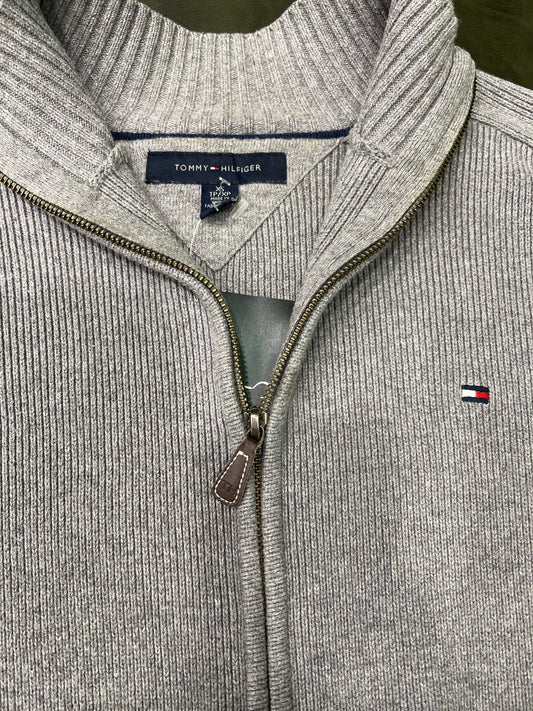 Maglione Tommy Hilfiger in maglia a coste grigio mélange tg,XS