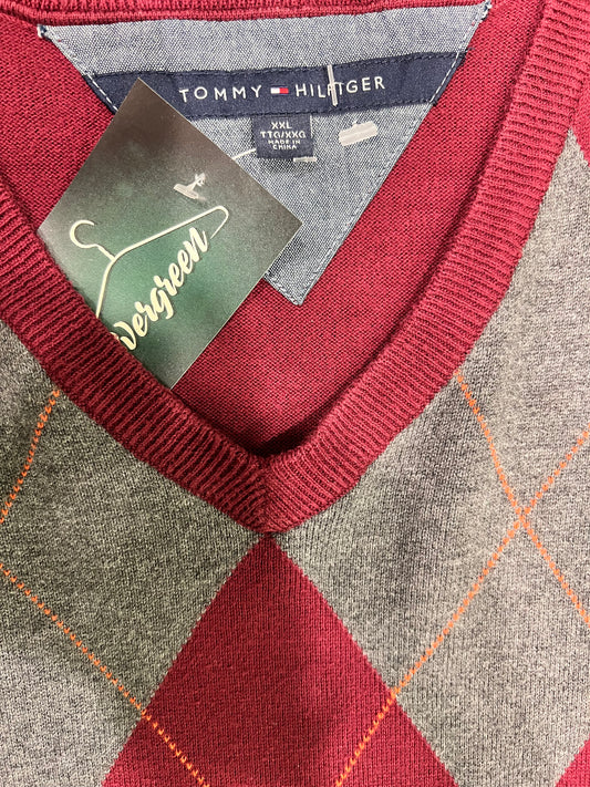 Tommy Hilfiger – Maglione Argyle Bordeaux tg XXL