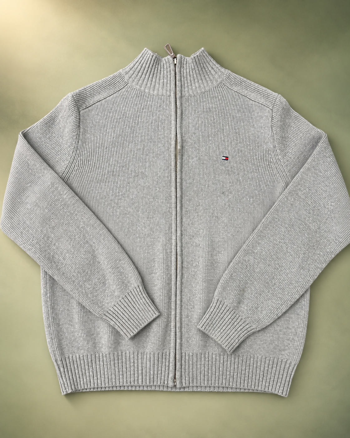 Maglione Tommy Hilfiger in maglia a coste grigio mélange tg,XS