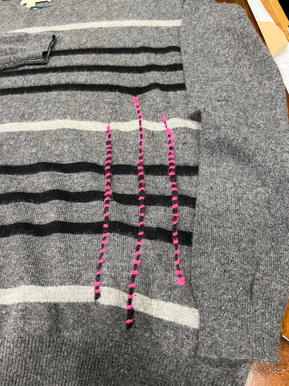 Cachemire Maglione LABEL+thread in grigio,tgM