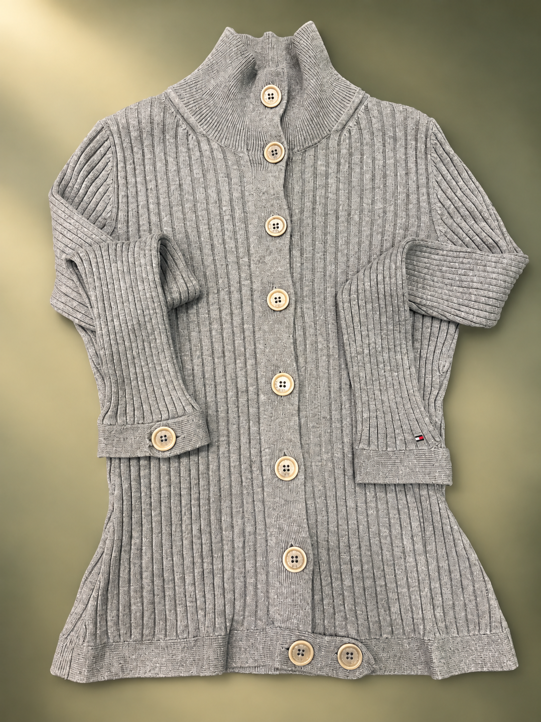 Tommy Hilfiger – Cardigan Grigio Costine grigio melage tg L slim