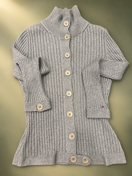 Tommy Hilfiger – Cardigan Grigio Costine grigio melage tg L slim
