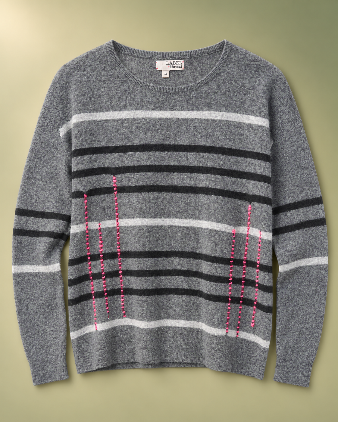 Cachemire Maglione LABEL+thread in grigio,tgM