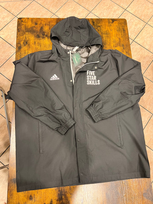 Giacca Adidas in nylon nera sportiva,cappuccio integrato tg 2XL