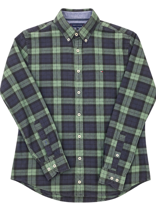 Camicia Tommy Hilfiger New York Fit  motivo a quadri verde e blu tg S