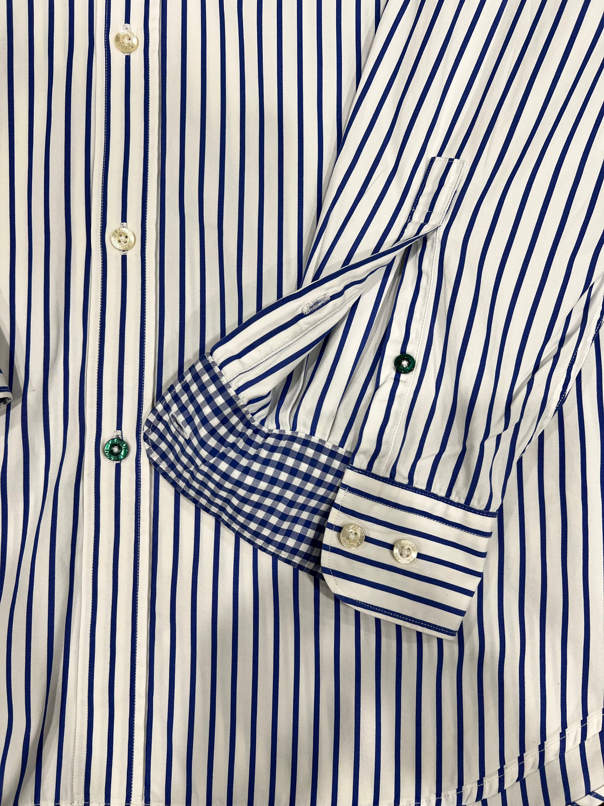 Camicia Lacoste a manica lunga riga in bianco e blu tg42