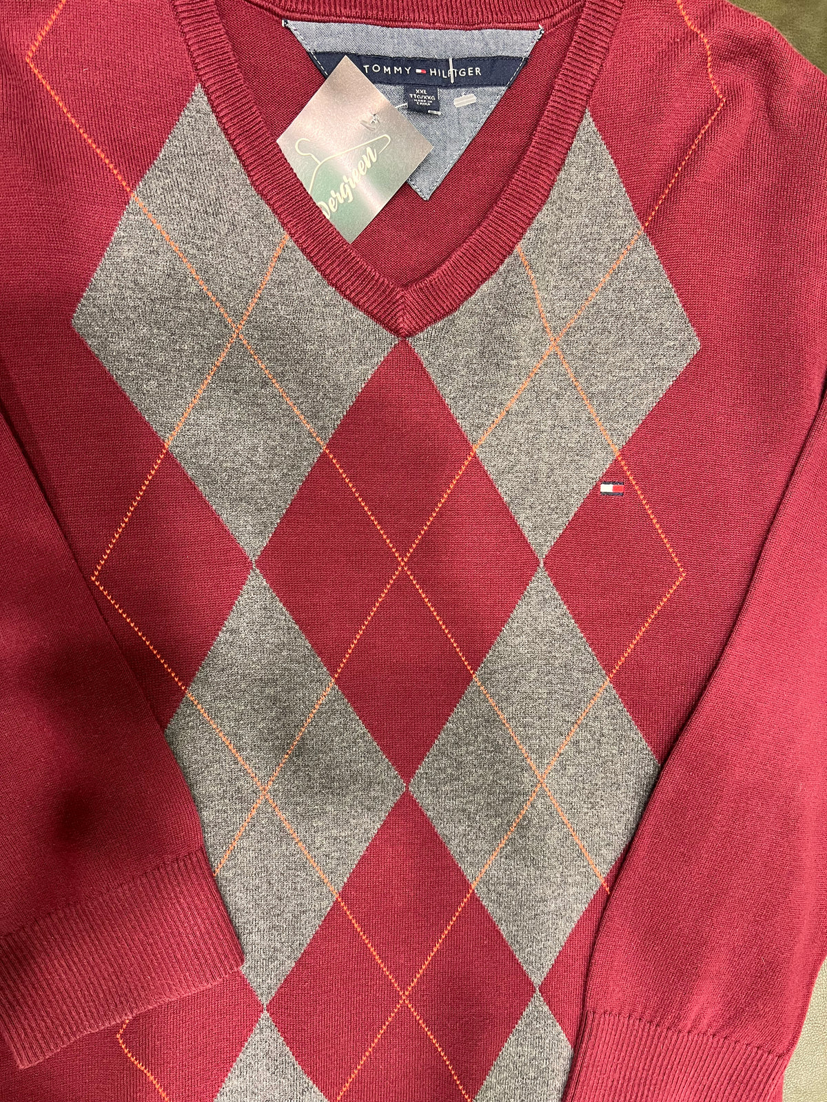 Tommy Hilfiger – Maglione Argyle Bordeaux tg XXL