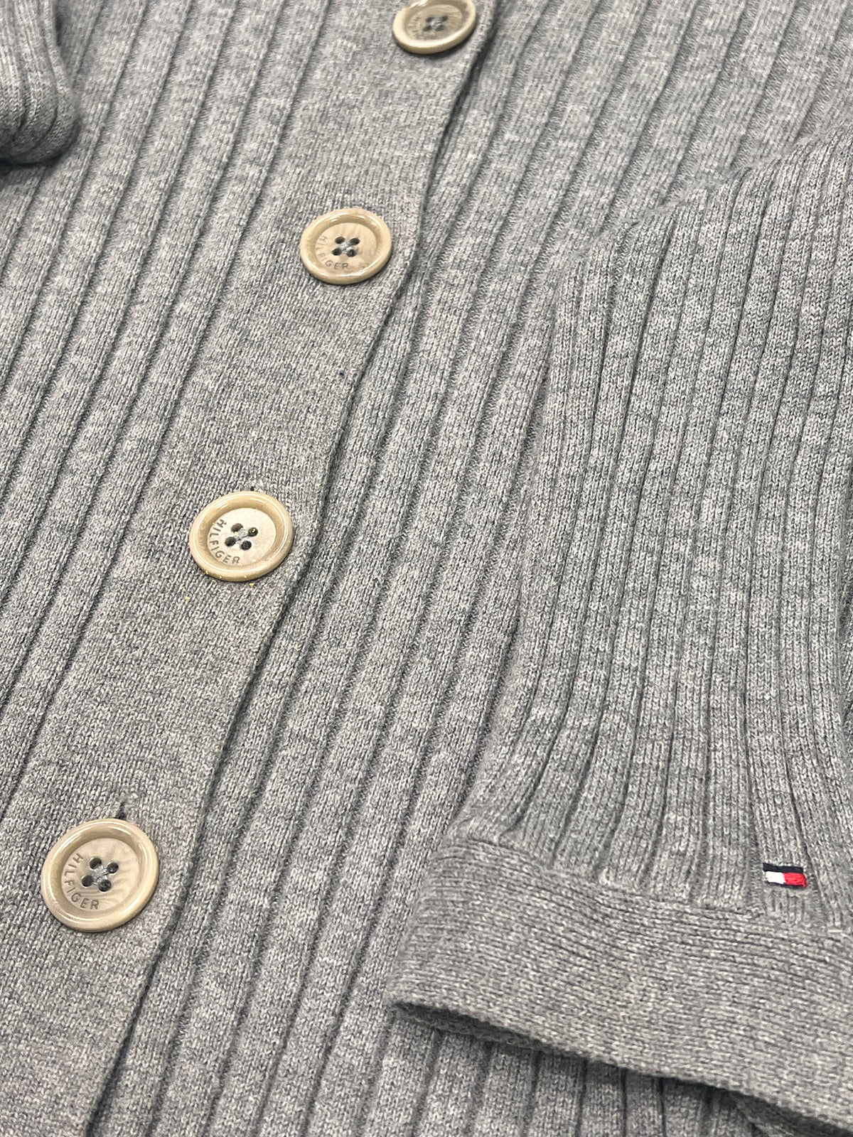 Tommy Hilfiger – Cardigan Grigio Costine grigio melage tg L slim