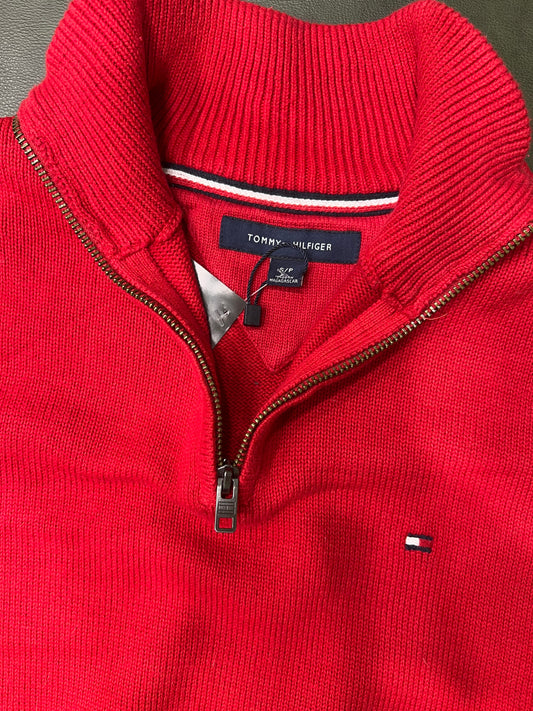TOMMY HILFIGER 

Maglione a mezza zip in maglia rossa, tg S