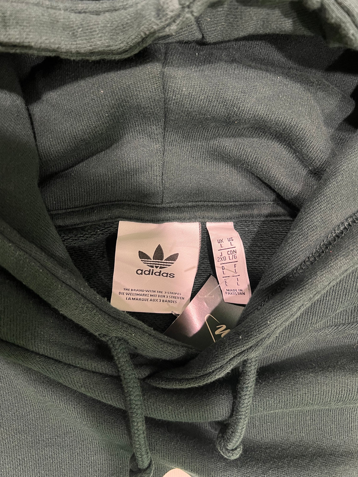 Felpa adidas con cappuccio in tonalità verde scuro, tg L
