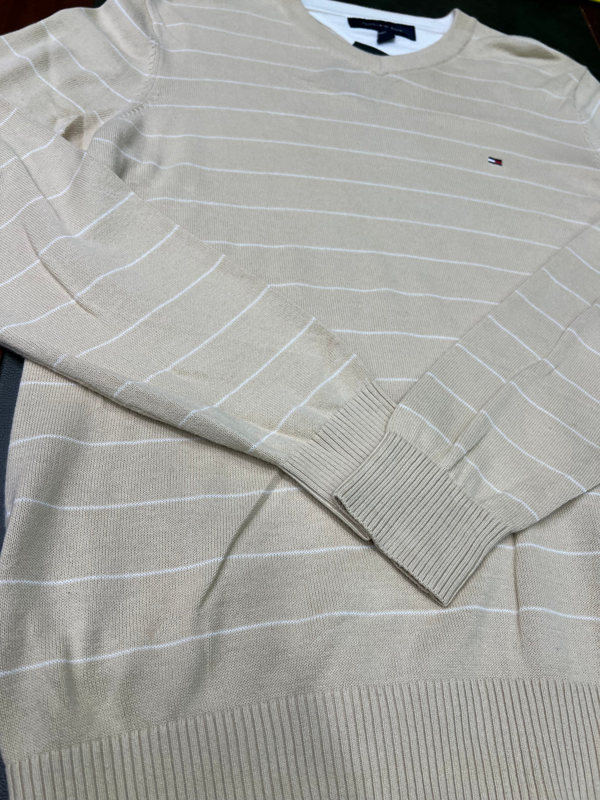 Tommy Hilfiger – Maglione Beige a Righe cotone TgS