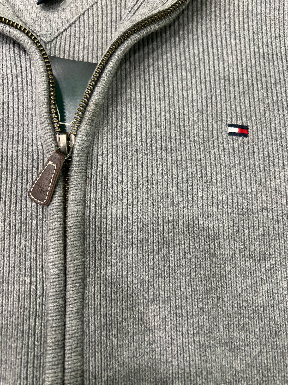 Maglione Tommy Hilfiger in maglia a coste grigio mélange tg,XS