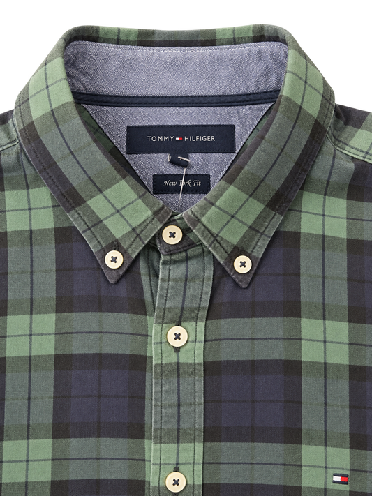 Camicia Tommy Hilfiger New York Fit  motivo a quadri verde e blu tg S