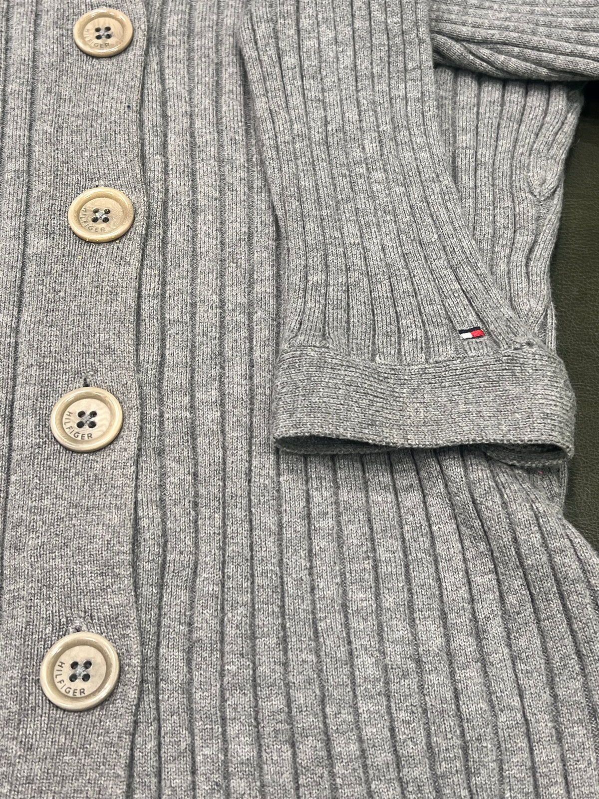 Tommy Hilfiger – Cardigan Grigio Costine grigio melage tg L slim