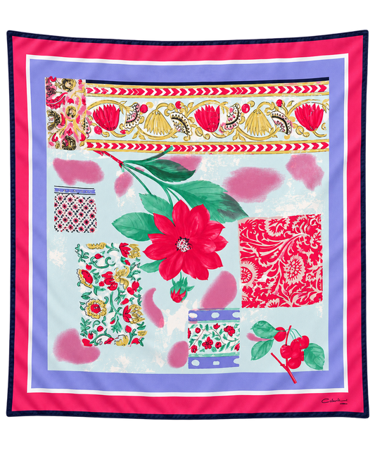 Foulard quadrato Costantino Roma dalle tonalità vivaci 100%seta.       80*80