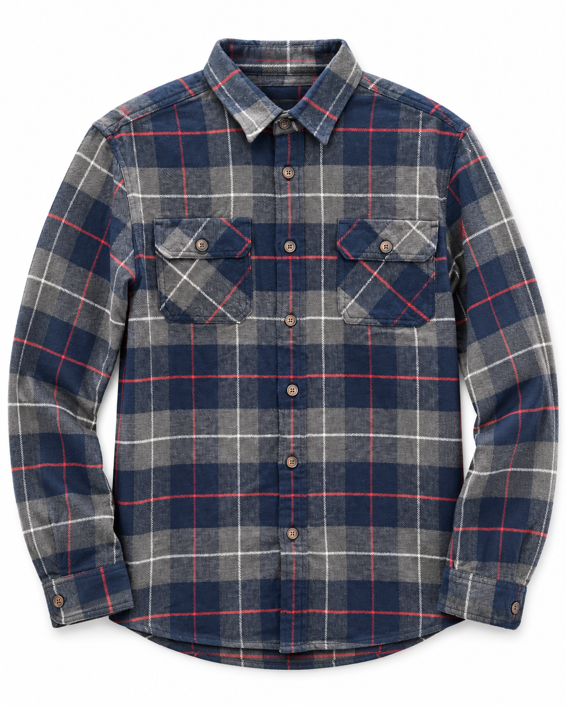 Camicia  Flanella fantasia tartan nei toni del blu navy tgM