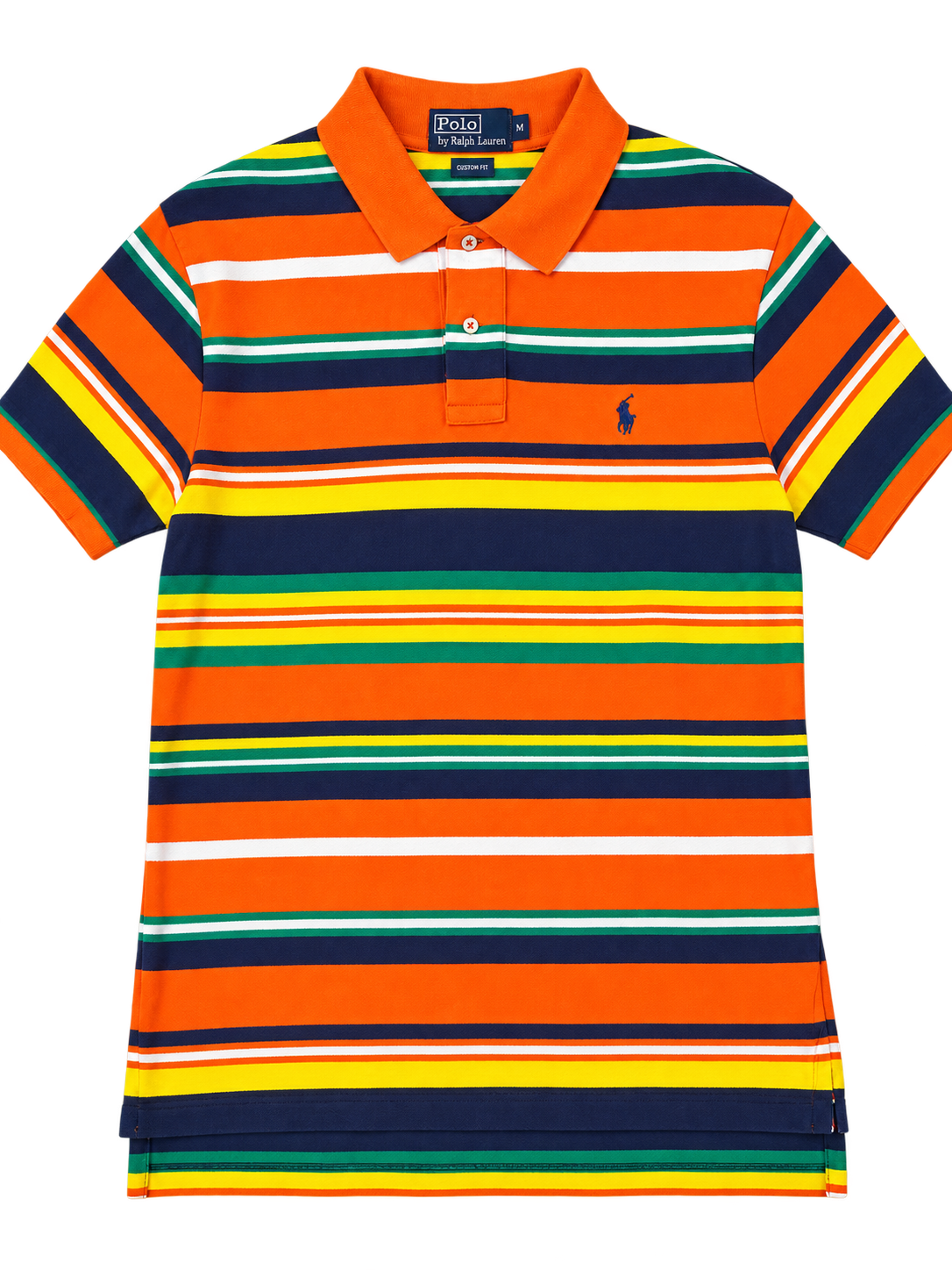 Polo Ralph Lauren Custom Fit in piqué di cotone, fantasia riga arancio tg M