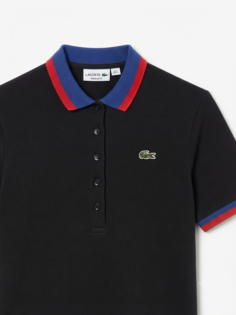 Polo Lacoste blu e rossa taglia XL